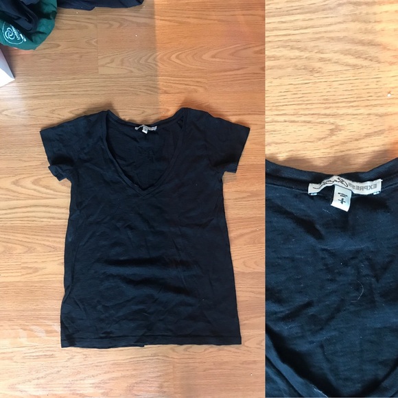 Express Black V Neck Tee - Picture 1 of 1